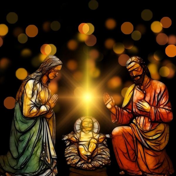 Krippe nur Maria, Josef und das Christkind